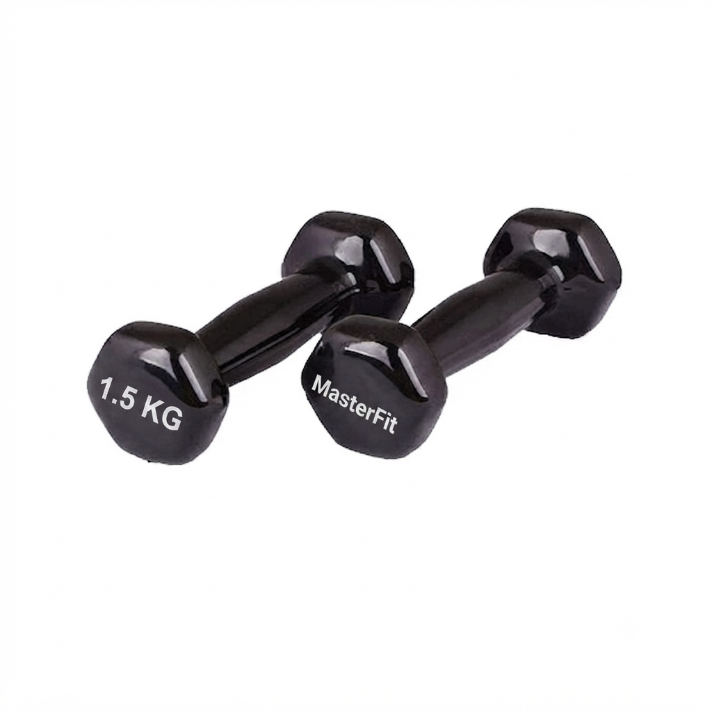 دمبل وزنه MasterFit مدل روکش دار وزن 1.5 کیلوگرمی بسته 2 عددی